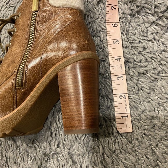Michael Michael Kors Kim Lace Up Leather Bootie In Dark Caramel Size 7M - Picture 13 of 14